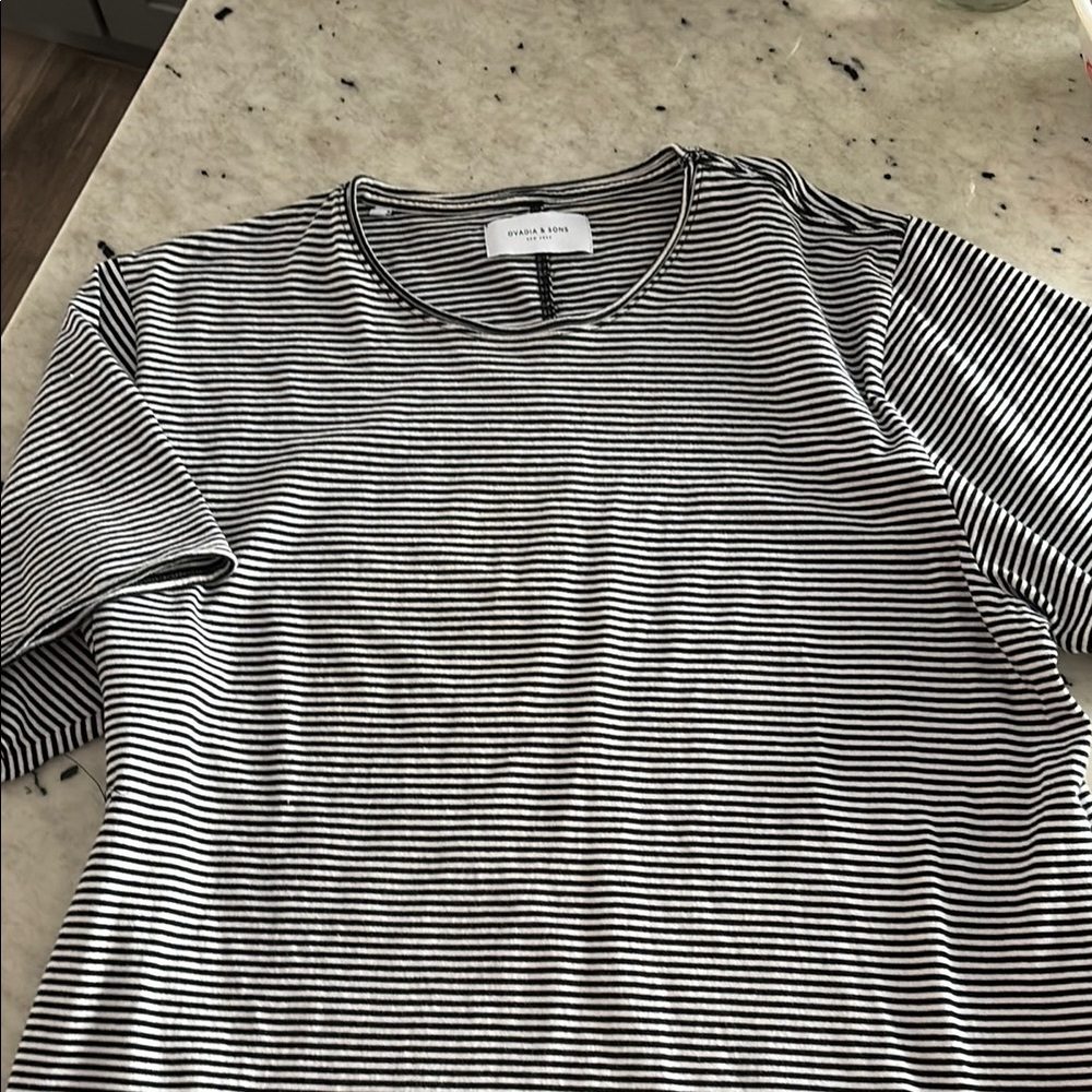 Ovadia Black and White Striped Men's Shirt